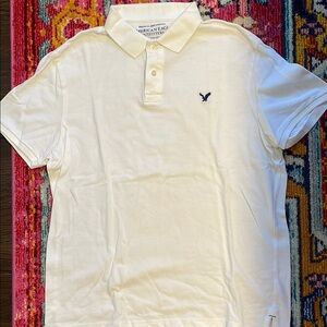 American Eagle Outfitters Men's White Polo Shirt